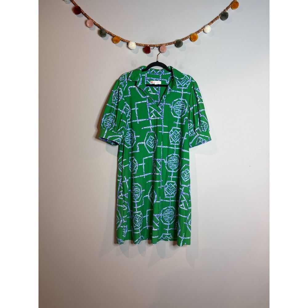 Jude Connally preppy green and blue patterned collared dress